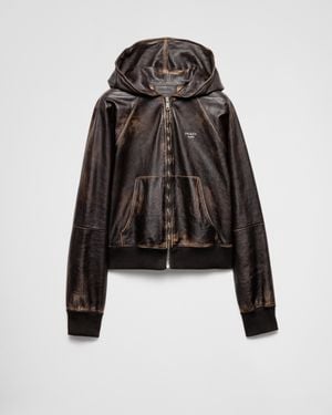 Prada Nappa Leather Hoodie Jacket - Black