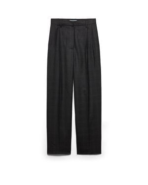 Prada Checked Wool Trousers - Black