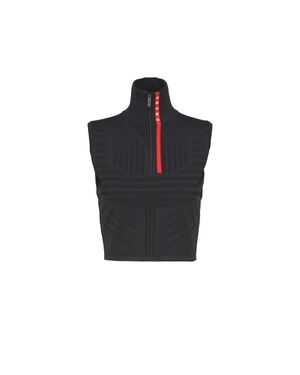 Prada Tech Rec Re-Nylon Piqué Sleeveless Top - Black