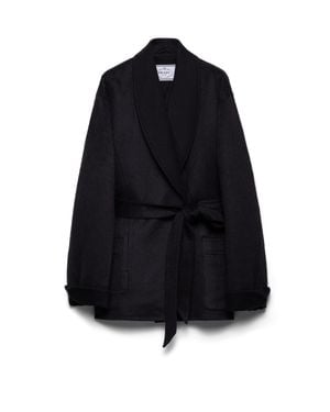 Prada Single-Breasted Double Velour Caban Jacket - Blue