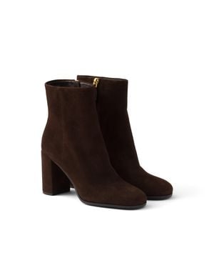Prada Suede Booties, Dark - Black