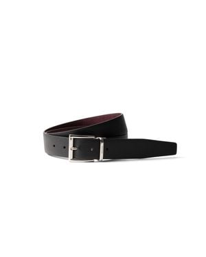 Prada Saffiano Leather Reversible Belt, /Garnet - Black