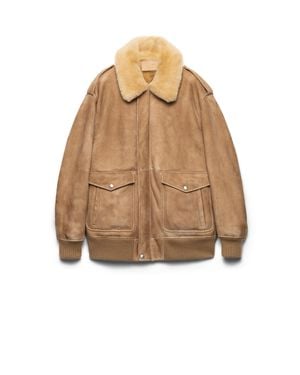 Prada Shearling Bomber Jacket - Natural