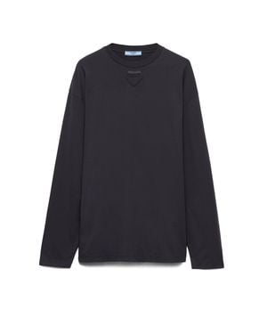 Prada Long-Sleeved Jersey T-Shirt - Blue