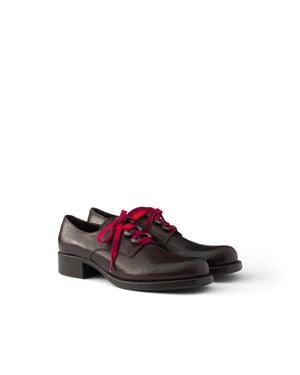 Prada Schnürschuhe Aus Antikisiertem Leder, Damen, Größe - Rot