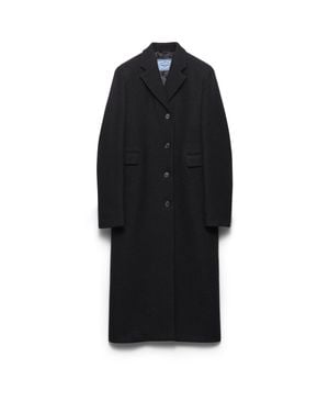 Prada Single-Breasted Shetland Wool Coat - Black
