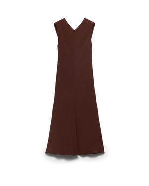 Prada Satin Crepe Midi-Dress - Brown