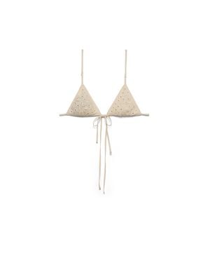 Prada Lace-Trimmed Bra With Rhinestones - White