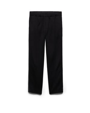 Prada Cotton Fleece Trousers With Re-Nylon Details - Black