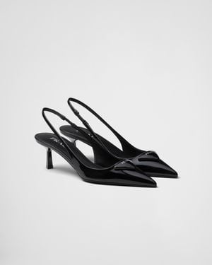 Prada Patent Leather Slingback Pumps 55 - Black