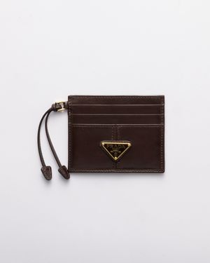 Prada Leather Card Holder, Dark - White
