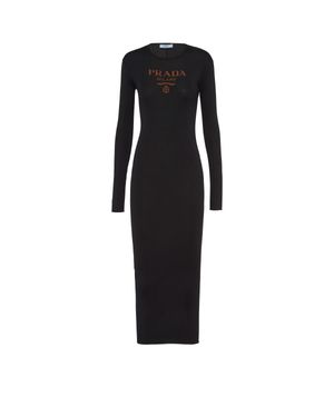 Prada Long Silk Knit Dress - Black