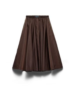 Prada Lightweight, Gathered Re-Nylon Skirt - Brown