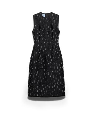 Prada Embroidered Scuba Dress - Black