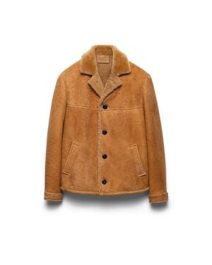 Prada Shearling Caban Jacket - Brown