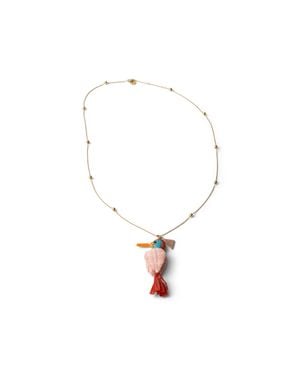 Prada Metal And Crochet Necklace - White