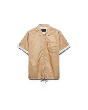Prada Short-Sleeved Re-Nylon Zipper Shirt - Natural