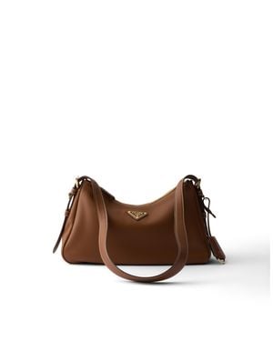 Prada Aimée Medium Leather Shoulder Bag - Brown