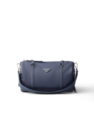 Prada Large Re-Nylon And Saffiano Leather Duffel Bag - Blue