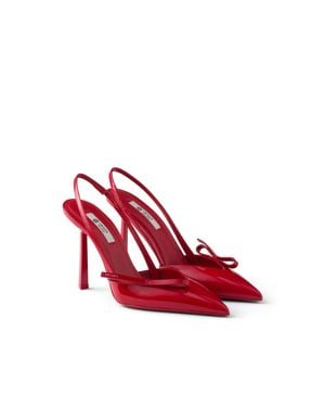 Prada Patent Leather Slingback Court Shoes - Red