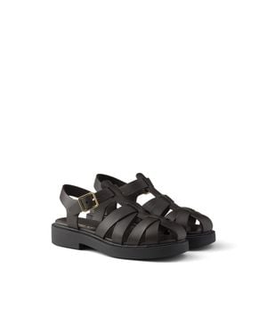 Prada Leather Fisherman's Sandals - Black