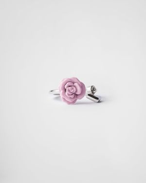 Prada Enamelled Metal Ring - Pink