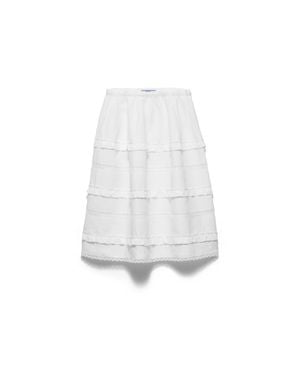 Prada Embroidered Linen Skirt - White