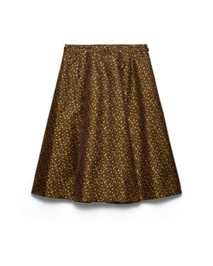 Prada Jacquard Duchesse Skirt, Forest - Natural