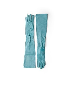 Prada Leather Long Gloves, Anise - Blue