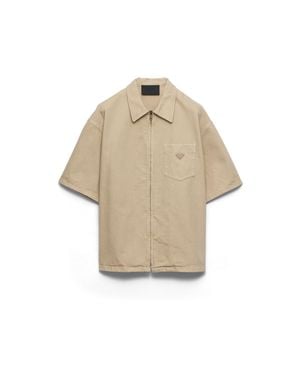 Prada Old Denim Shirt, Sand - White