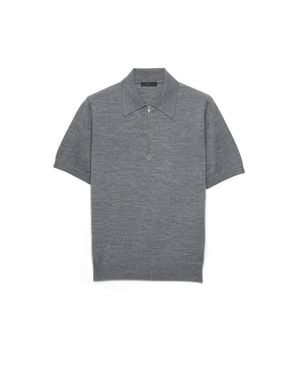 Prada Polo En Laine Extra Fine, Homme, Taille - Gris