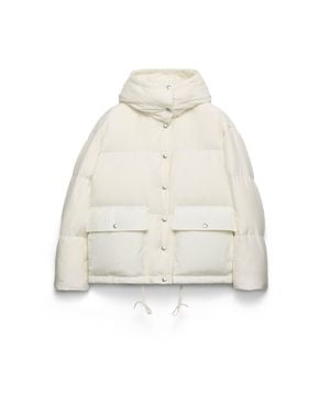 Prada Medium-Weight Hooded Soft Fabric Down Jacket - White
