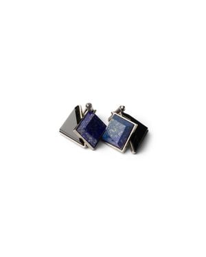 Prada Metal And Semi-Precious Stone Cufflinks, Lapis/Onyx - Blue