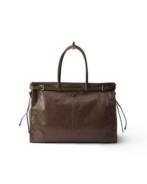 Prada Bonnie Leather Tote Bag - Brown