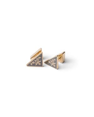 Prada Enamelled Metal Earrings - White