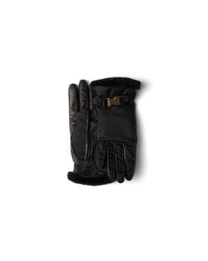 Prada Re-Nylon And Shearling Gloves, Size 7 - Black