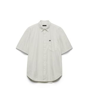 Prada Short-Sleeved Cotton Shirt, Marble - White