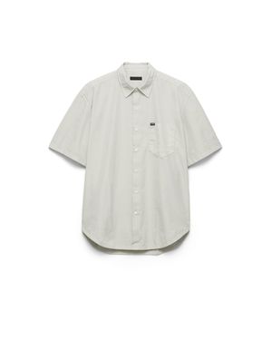 Prada Short-Sleeved Cotton Shirt, Marble - White