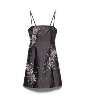 Prada Embroidered Silk And Wool Mini-Dress - Black