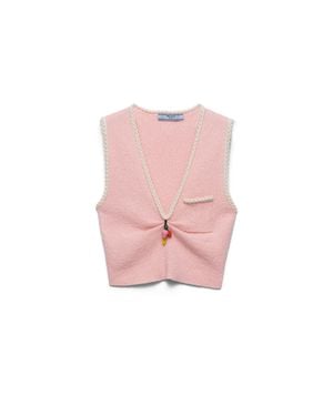 Prada Cotton Bouclé Crop Top - Pink