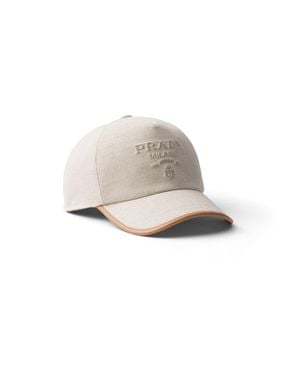 Prada Linen Blend Baseball Cap - White