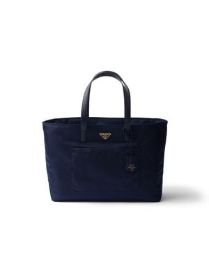 Prada Re-Edition 1978 Large Re-Nylon And Saffiano Leather Tote Bag, Baltic - Blue