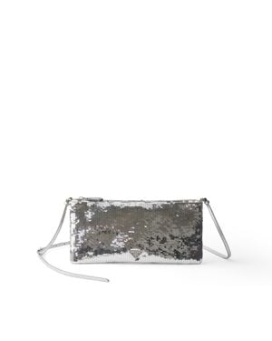 Prada Small Satin And Sequin Shoulder Bag - Gray