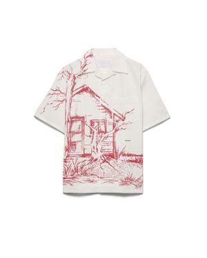 Prada Printed Cotton Bowling Shirt - Pink