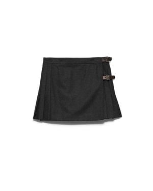 Prada Mini-Jupe En Re-Wool, Femme, Taille - Noir