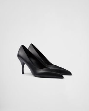 Prada 85Mm Leather Pumps - Black