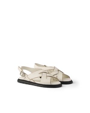Prada Antiqued Leather Sandals - White