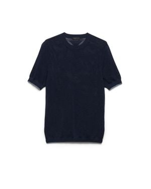 Prada Silk And Cotton Crew-Neck Jumper - Blue