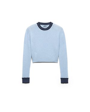 Prada Rundhalspullover Aus Kaschmir, Damen, Größe - Blau
