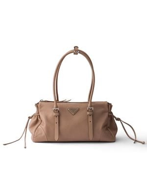 Prada Karin Medium Antiqued Leather Tote Bag - Brown